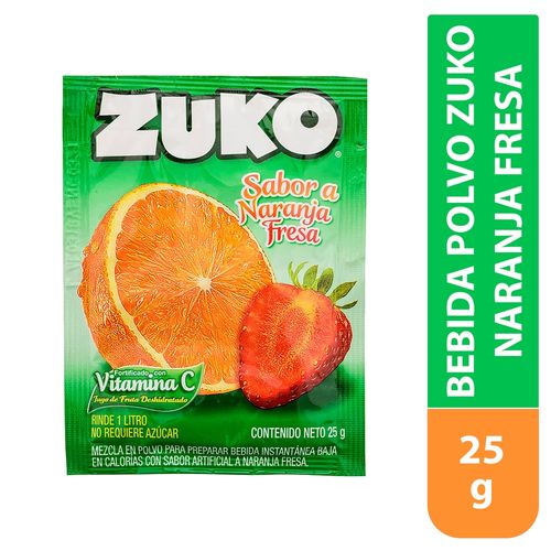 Bebida en polvo Zuko sabor naranja fresa - 25 g
