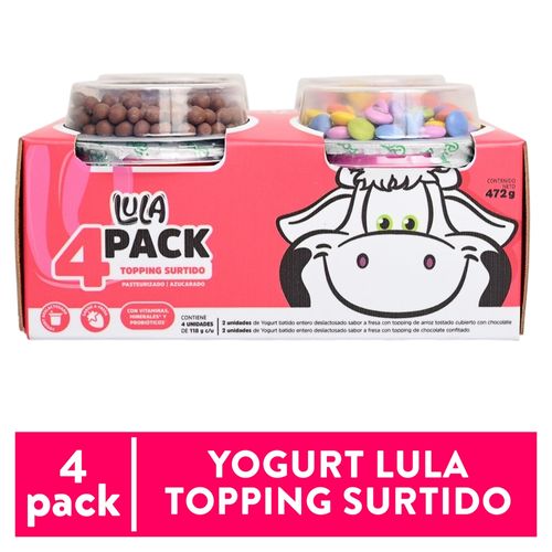 Yogurt Dos Pinos Lula Topping Surtido 4 Pack - 472 g