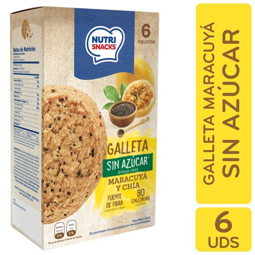 Galleta sin azúcar  Nutrisnacks Maracuyá y chía -6 uds/144g