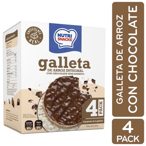 Galletas Nutrisnacks de Arroz Cubiertas con Chocolate - 100 g