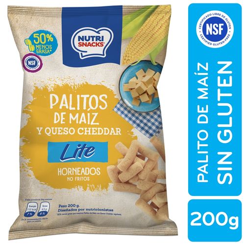 Palitos Nutrisnacks Maíz Y Queso Cheddar Lite Bajos En Grasa Y Libres De Gluten - 200 g