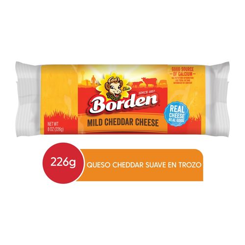 Queso Borden Cheddar Suave En Trozo - 226 g