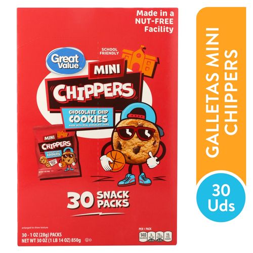 Galleta Great Value Mini Chocolate Chips 30 PACK - 850 g