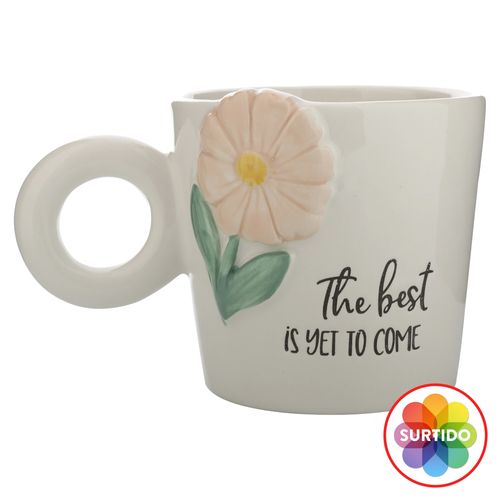 Ms Taza Embosada 3d Floral 420ml