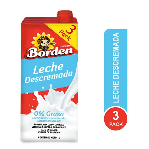 Leche Borden Descremada 3 Pack - 3000 ml