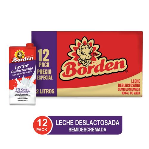 Leche Borden Deslactosada Semidescremada 12 Pack - 12000 ml