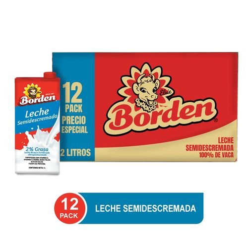 Leche Borden Semidescremada 12 Pack - 12000 ml