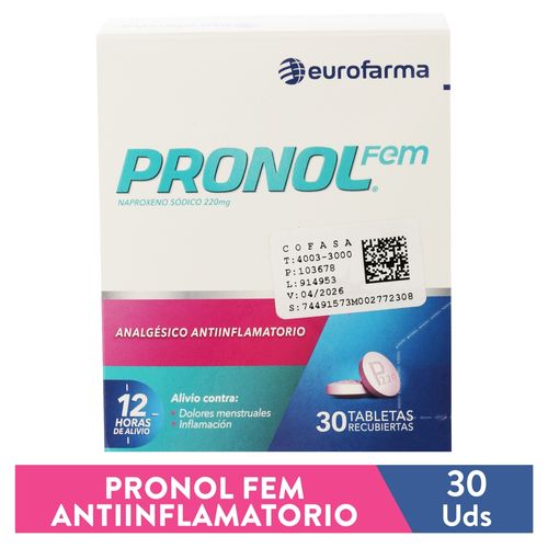 Sistema Nervioso Eurofarma Pronol Fem 220mg Tabletas Recubiertas Ca