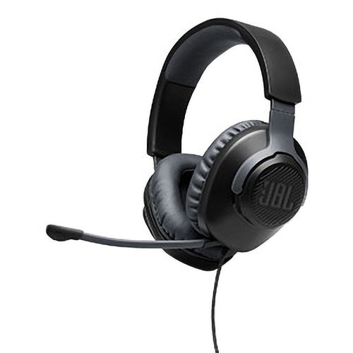 Auriculares integrales JBL Quantum 100 para gaming con cable y micrófono abatible color negro