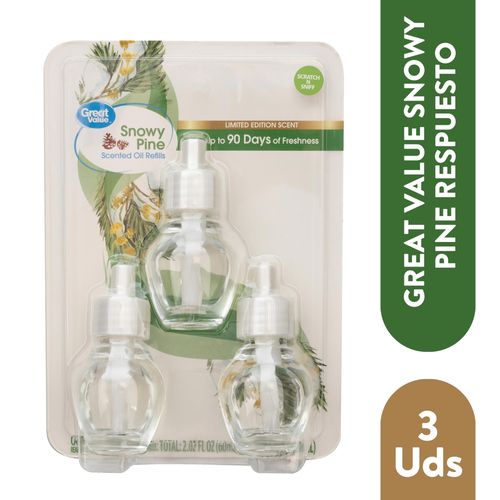 Aromatizante Great Value Repuesto Aroma Pino 3 PACK - 60 ml