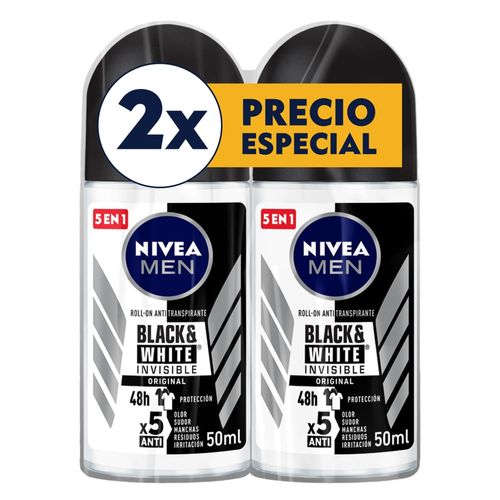 Desodorante Nivea Men Rollon Black and White 2 Pack - 100 ml