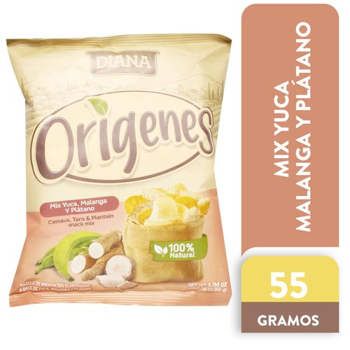 Snack Diana Origenes Mix Yuca Malanga Y Platano -55 g