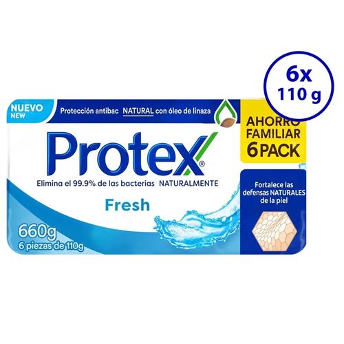 Jabón de Tocador Antibacterial Protex Fresh 110g 6 Pack