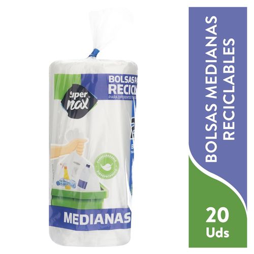 Bolsa Para Reciclaje Supermax, Transparente Mediana 20 unidades