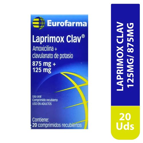 Laprimox clav 125mg/ 875mg caja 20 tabletas - Precio indicado por tableta