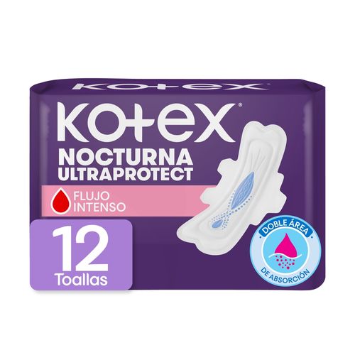 Toallas Femeninas Kotex Nocturna Ultraprotect - 12 Unidades