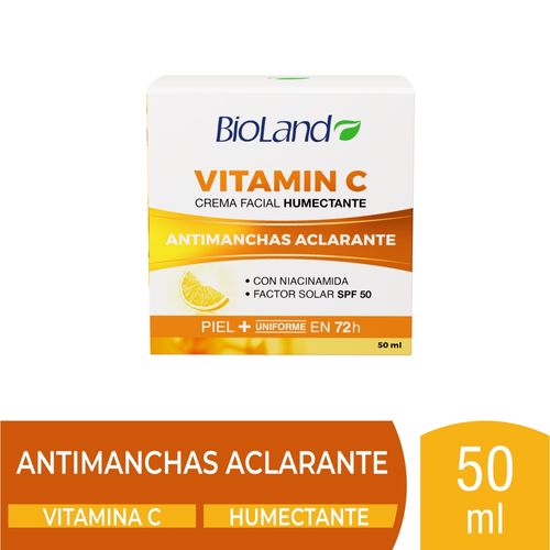 Crema Facial Bioland Antimanchas Aclarante con Vitamina Niacinamida  SPF50 - 50 ml
