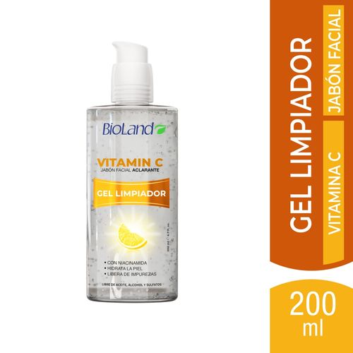 Gel Limpiador Facial Bioland Jabón Aclarante con Vitamina C y NIacinamida - 200 ml