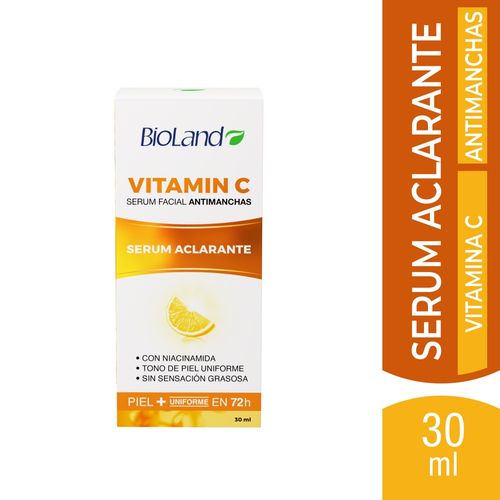 Suero Facial Bioland, Serum Aclarante Antimanchas con Vitamina C y Niacinamida - 30 ml