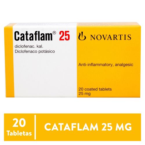 Cataflam Novartis 25 mg caja 20 tabletas - Precio indicado por tableta