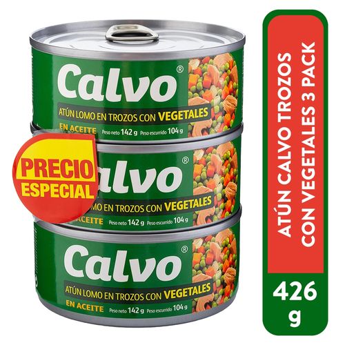 Atún Calvo trocitos en aceite con vegetales 3 pack - 426 g