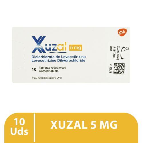 Xuzal 5 mg caja 10 tabletas recubiertas - Precio indicado por tableta