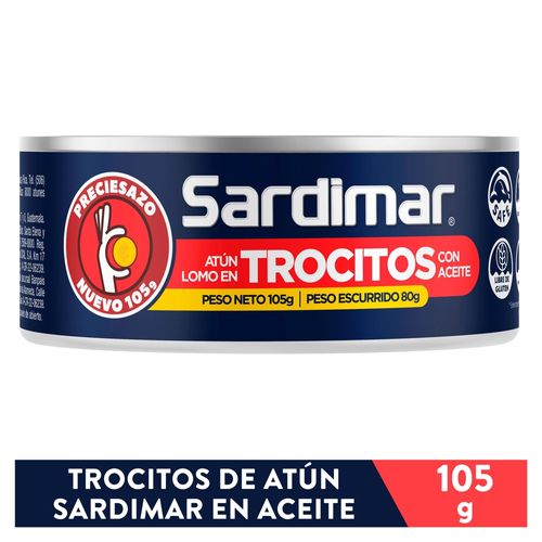 Atun lomo trocitos Sardimar en aceite de soya -105g