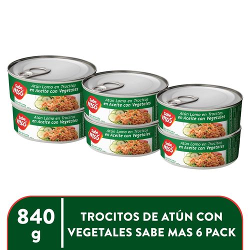 Atún Sabemas Trozos En Aceite Con Vegetales 6 PACK - 840 g