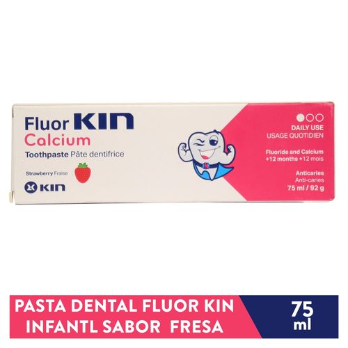 Pasta dental Fluor Kin infantil sabor fresa mayores de 12 meses - 92 g