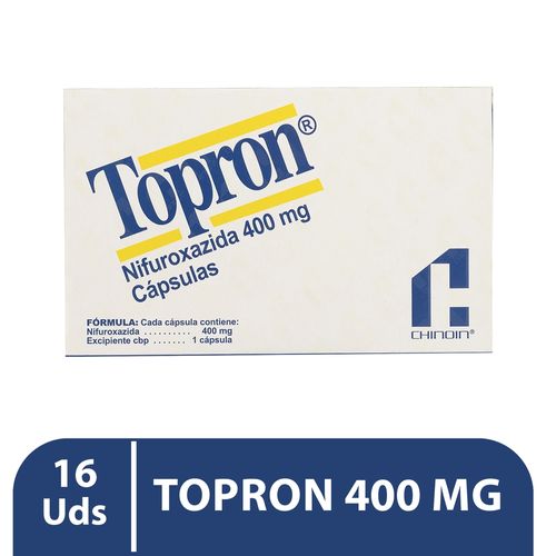 Topron nifuroxazida 400 mg caja 16 cápsulas - Precio indicado por cápsula