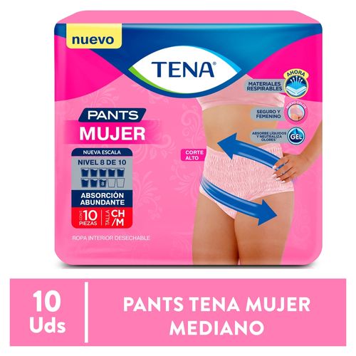 Pañal para adulto Tena pants mujer talla CH/M - 10 Uds