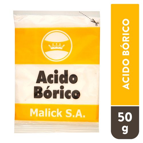 Acido Borico Malick 50 gr, Precio indicado por unidad