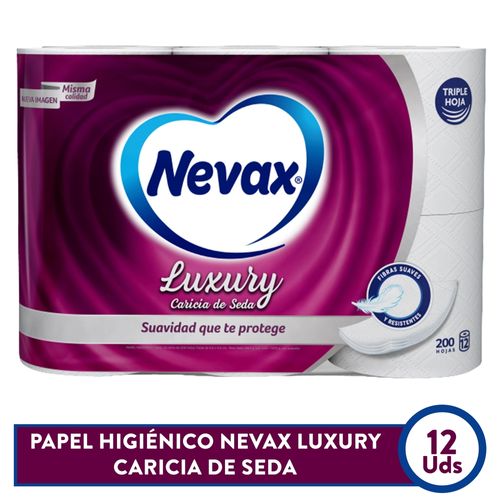 Papel Higiénico Nevax Luxury Caricia De Seda - 12 Rollos