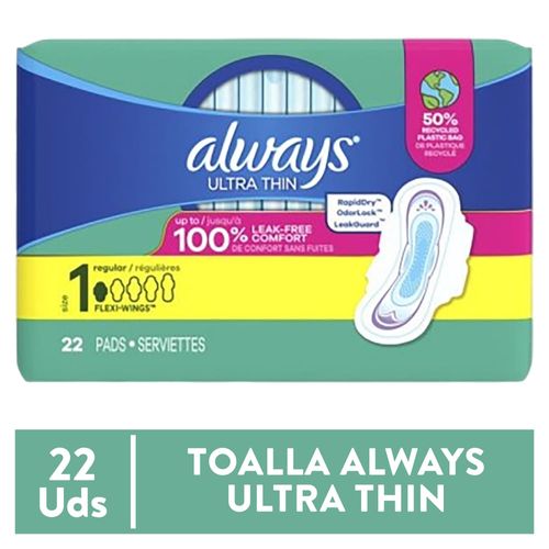 Toallas y Tampones Always Alwaus Ultrathin Regular Talla 1 De 22u