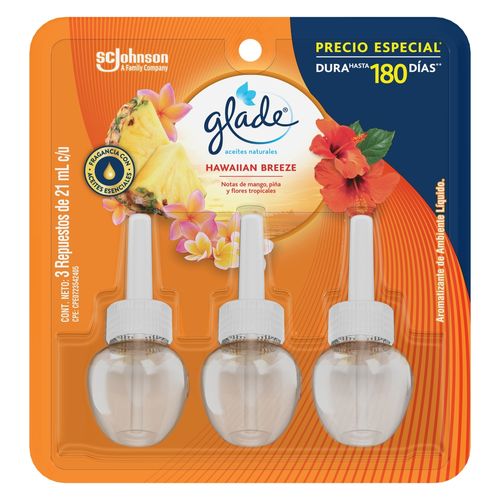 Aromatizante Glade Aceites Naturales Hawaiian Breeze 3 Pack - 63ml