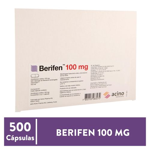 Berifen 100 mg caja 500 cápsulas - Precio indicado por cápsula