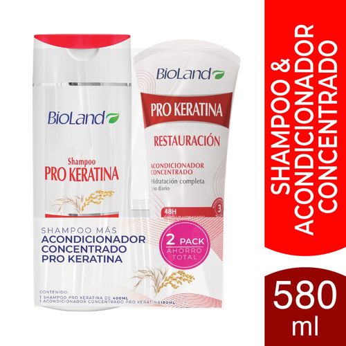 Shampoo y acondicionador Bioland Pack pro keratina - 580 ml