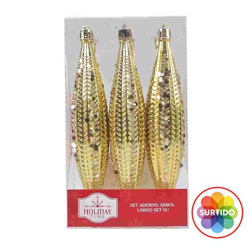 Set de adornos Holiday Time árbol largo - 6 Uds