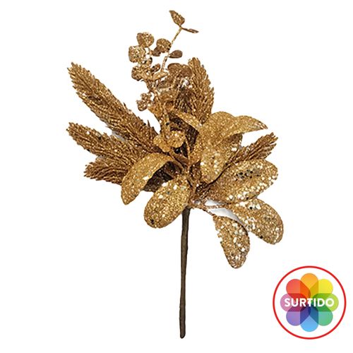 Adorno Holiday Time Pick Brillante Dorado - 27 cm