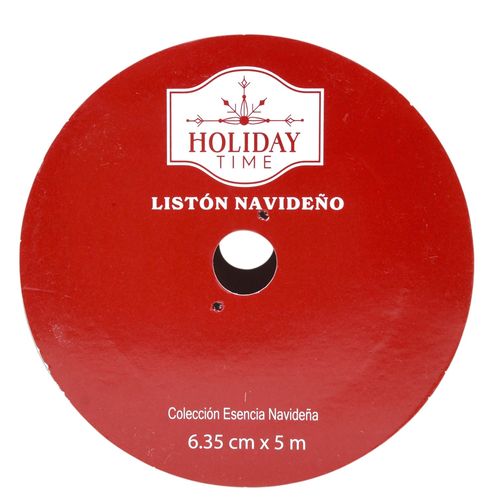 Listón Holiday Time Decorado - 6 cm x 5 m