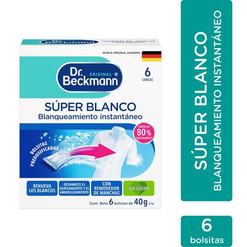 Blanqueador Dr Beckmann Súper Blanco En Polvo - 6 Bolsitas