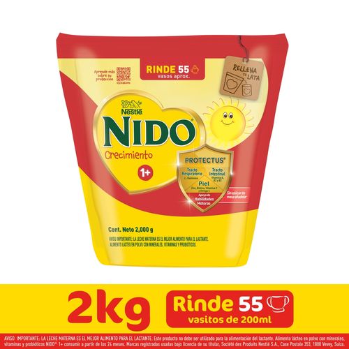 Leche Nido en polvo para niños doypack 1 más - 2 kg