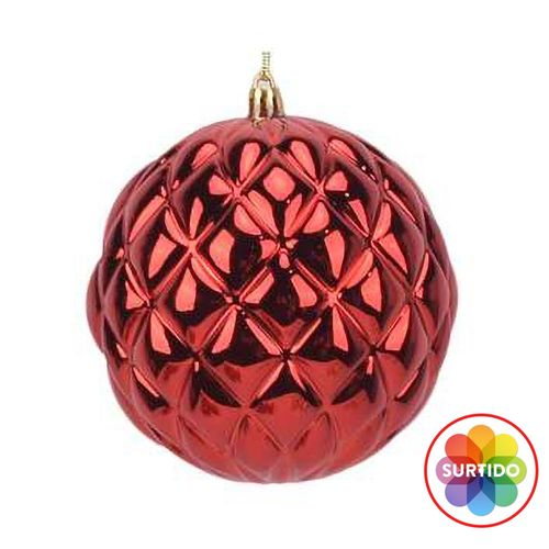 Esfera Holiday Time roja con textura - 120 mm